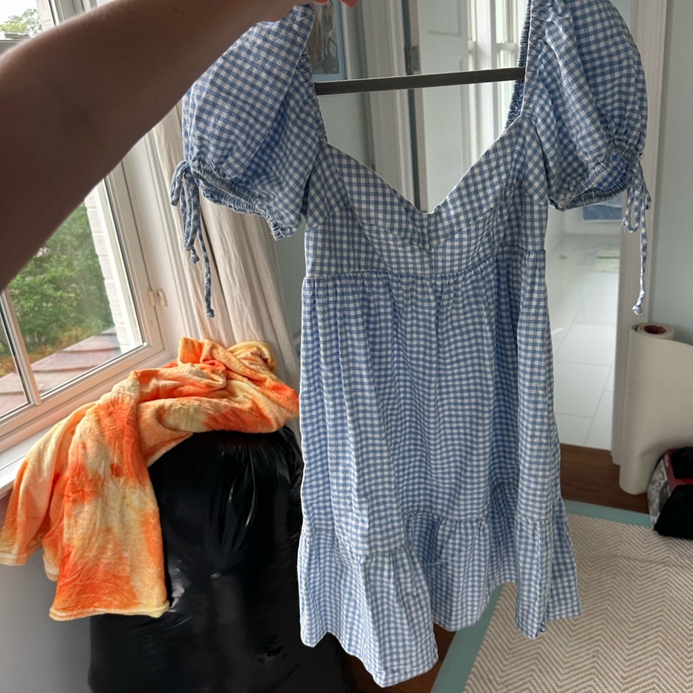 Oliviaceous Blue and White Gingham Mini Dress
